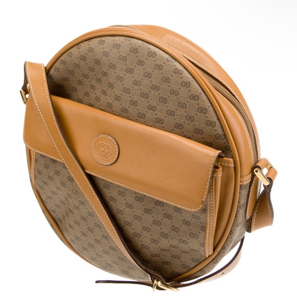 Gucci Round Canteen Crossbody Bag Vintage Rare Micro GG Circle Messenger XL - Picture 6 of 17